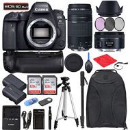 Canon Intl. Canon EOS 6D Mark II DSLR Camera + EF 50mm f/1.8 STM + EF 75-300mm f/4-5.6 III Bundle with Accessories (256Gb Memory Card, Battery Grip, Extra Battery, Backpack, Travel Charger and