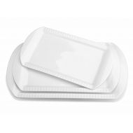 LIFVER Lifver 15-inch Porcelain Embossed Rectangular Platter/Serving Plates, Set of 3, White, 15 inch