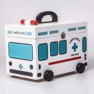 WCJ Household Wooden Blue Medicine Box Children Medicine Storage Box First Aid Kit Medical Box Family Small Medicine Box