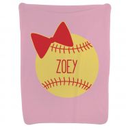 ChalkTalkSPORTS Personalized Softball Baby & Infant Blanket | Custom Name Softball | Light Pink