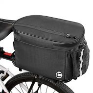 WOTOW Bike Insulated Rack Bag, 10 L Large Capacity Bicycle Trunk Cooler Bag with Double Zipper Side Pocket Reflective Strap, Water Resistant Bike Panniers Bag for Outdoor Traveling