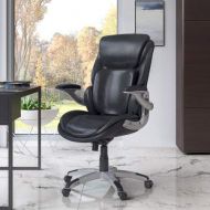 Serta 3-D Active Back Office Managers Chair, with Leather Upholstery and Memory Foam Seat, Black