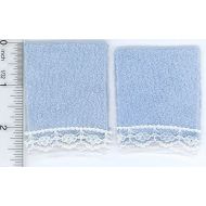 Dollhouse Miniature 1:12 Scale Two Light Blue Bath Towels w/Lace Trim