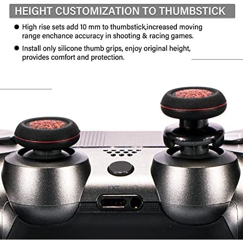  [아마존베스트]PlayRealm FPS Thumbstick Extender & Print Rubber Silicone Grip Cover Thumb Grip Attachments 2 Sets for PS5 & PS4 Controllers (Old Old)
