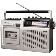 Crosley CT200B-SI Retro Portable Cassette Player with Bluetooth, AM/FM Radio, and Built-in Microphone, Silver