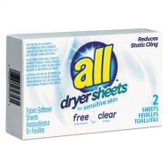 All VEN2979353 Free Clear Vend Pack Dryer Sheets, Fragrance Free, 2 Sheets Per Box, 100 Box Per Carton