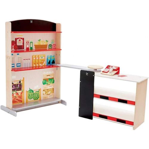  Hape Pop-Up Shop | Wooden Play Shop for Kids, Novelty Children’S Set with Accessories  Shelf, Scanner, Calculator + Card Reader for Ages 3+