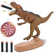 Liberty Imports Dino Planet Dinosaur Foam Dart Gun T-Rex Toy - Realistic Tyrannosaurus Rex Model for Kids with Shooting Roaring Sounds and Light Up Eyes