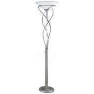 Lite Source LS-9640SS Majesty Torchiere Lamp, Metal Body with Cloud Glass Shade, 18 x 18 x 71.5, Satin Steel