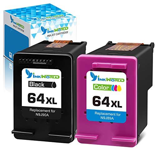  InkWorld Remanufactured 64XL Ink Cartridge Replacement for HP 64 (1 Black & 1 Tri-Color) Used for Envy Photo 7800 7858 7155 7855 6255 6252 7158 7164 6222 7120 7130 Tango X Smart Ho