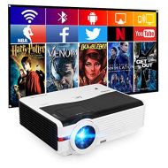 ZCGIOBN 6200LM WiFi Bluetooth Projector Wireless HD Movies Projector 1080P LED Home Theater Projector 200” Display Compatible with Smartphone, Laptop, HDMI, USB, VGA, TV Stick, PS4 for Out