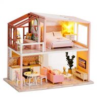 Spilay Dollhouse Miniature with Furniture,DIY Dollhouse Kit with Dust Proof and Music Movement,1:24 Scale Creative Room Gift Idea for Adult Friend Lover(Warm The Heart of Life)