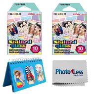 PHOTO4LESS Fujifilm Instax Mini Stained Glass Film X2 (20 Sheets) + Album for Fuji Instax Photos - Instant Film Bundle