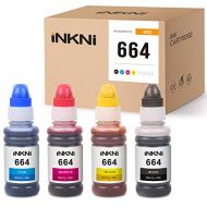 INKNI Compatible Ink Bottle Replacement for Epson 664 T664 Refill Ink for ET-2650 ET-2550 ET-4500 ET-2600 ET-14000 L210 L310 L120 Printer (Black, Cyan, Magenta, Yellow, 4-Pack)