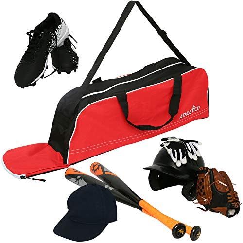  Athletico Baseball Tote Bag - Tote Bag for Baseball, T-Ball & Softball Equipment & Gear for Kids, Youth, and Adults Holds Bat, Helmet, Glove, & Shoes Fence Hook