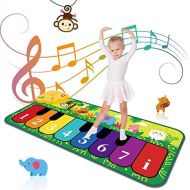 [아마존베스트]M SANMERSEN Music Mat for Kids, Keyboard Play Mat Musical Dance Mat with 5 Animal Sounds Touch Play Mat for Kids Boys Girls