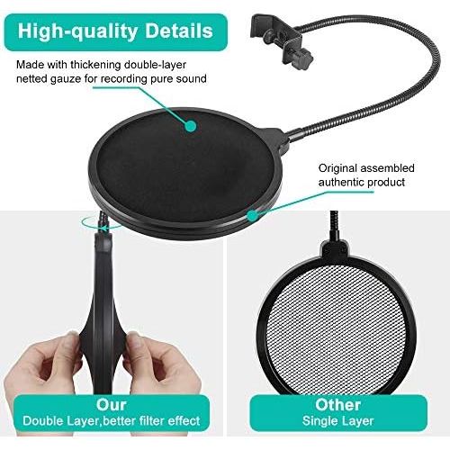  [아마존베스트]NOCHME 6 Inch Pop Protection Microphone Pop Filter for Blue Yeti Yeti Pro Snowball iCE or Any Other Micro, Condenser Mic Pop Wind Protection Sound Shield Guard Black