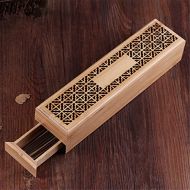 인센스스틱 SPNEC LQGSYT Bamboo Incense Burner with Drawer Zen Joss Stick Cense Storage Box Hollow Wooden Case Incenso Sticks Holde Yoga/Home/Temple (Color : A, Size : 24x5.8x4.8cm)