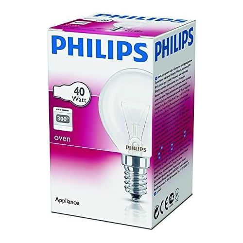 필립스 Philips Oven Bulb, E14, 40 W, Teardrop-Shaped, 45 mm Diameter, Temperature-Resistant up to 300°C
