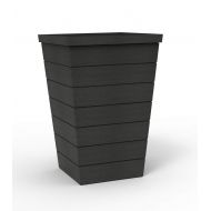 Keter 13.9 Gallon Resin Tapered Wood Panel Outdoor Planter, Set of 2, 15 in. W x 15 in. D x 22.5 in. H, Anthracite