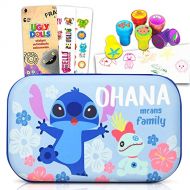 Classic Disney Lilo and Stitch Merchandise Bundle for Kids 3 Pc Bundle with Stitch Pencil Holder Flower Stampers, and Stickers Lilo and Stitch Favors Set (Back to School Supplies