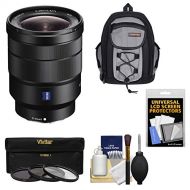 Sony Alpha E-Mount Vario-Tessar T* FE 16-35mm f/4.0 ZA OSS Zoom Lens + 3 Filters + Backpack Kit for A7, A7R, A7S Mark II, A5100, A6000, A6300 Cameras