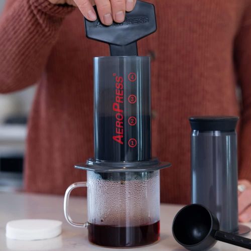  AeroPress Coffee and Espresso Maker - Quickly Makes Delicious Coffee Without Bitterness - 1 to 3 Cups Per Pressing
