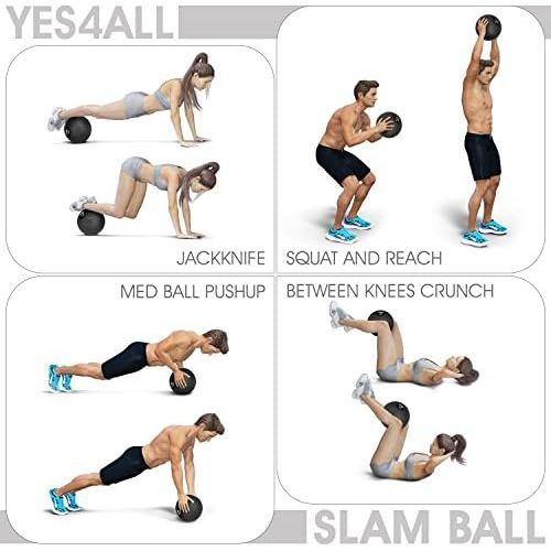  [아마존베스트]yes4all Slam Ball Black Medicine Ball Tyre Surface for Strength Training, Balance Training, Plyometric Training & Muscle