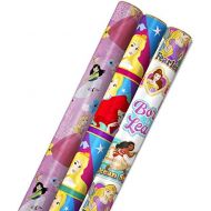 Hallmark Disney Princess Wrapping Paper with Cut Lines (Pack of 3, 60 sq. ft. ttl.) with Cinderella, Ariel, Mulan, Jasmine, Snow White and Belle for Birthdays, Christmas or Any Occ