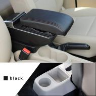 Maite Car Armrest Box Cover Center Console Armrest Box Oversized Storage Space Built-in LED Light, Removable Ashtray with Water Cup Holder for Skoda Fabia 2008-2014 Black