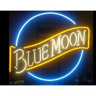 Time Neon Sign Free Shipping!Super Bright! New Blue Moon Sign Handcrafted Real Glass Neon Light Sign Home Beer Bar Pub Recreation Room Game Room Windows Garage Wall Sign 19x15 inches
