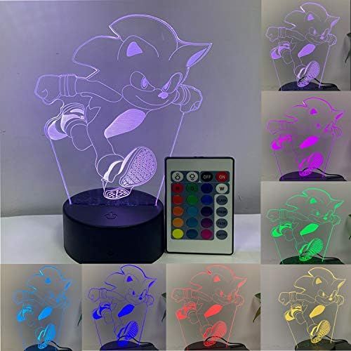  [아마존베스트]AIRUEEK 3 Pack Sonic The Hedgehog Night Light, 3D Anime Table Lamp with Remote Control Kids Bedroom Decoration, Creative Lighting for Kids and Sonic The Hedgehog Fans