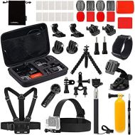 Luxebell Action Camera Accessory Kit for GoPro Hero Black Sliver 10 9 8 7 6 5 4 Session Max Akaso Xiaomi Accessories Tripod Head Chest Bike Mount with Case