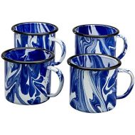 Fox Valley Traders Blue Marble Enamelware Set of 4 Mugs by Home Marketplace