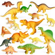 Coogam 18PCS Realistic Mini Dinosaur Toy Play Set Assorted Plastic Small Dino Figures Cake Toppers Birthday Party Favors Figurines Gift Decoration for Kids