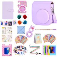 Bsuuy Instant Camera Accessories Bundle Compatible with FujiFilm Instax Mini 11 Camera. Including Mini 11 Camera Case, Selfie Mirror, Four-Color Filter, etc (Lilac 15 Items)