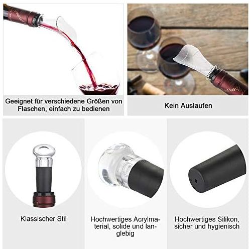  [아마존베스트]Anpro Electric Corkscrew Set, Automatic Wine Opener Bottle Opener with Foil Cutter, Charging Station, Vacuum Stopper and Pourer, Silver