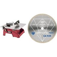 SKIL 7-Inch Wet Tile Saw - 3540-02 & QEP 6-7006GLQ 7-Inch Continuous Rim Glass Tile Diamond Blade, 7mm Rim Height, 5/8-Inch Arbor, Wet Cutting, 8730 Max RPM