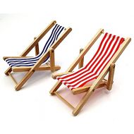 SXFSE Dollhouse Decoration, Mini Wooden Folding Beach Sunbath Chair Longue Deck Chair Craft Dollhouse Accessories