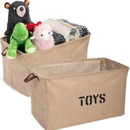 [아마존베스트]Woffit Set of 2 Toy Storage Organizer Baskets for Nursery, Playroom, Kids & Living Room, Etc, Extra Large Sturdy and Collapsible Tote Bins for Children & Dog Toys Great Chest Box f