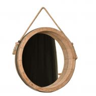 HUMAKEUP American Round Wall Mirror Hemp Rope Wooden Frame Make-up Wall Mirror Home Decoration for Entrance Channel Bathroom Living Room Study (Size : Diameter 79cm)
