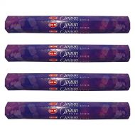 인센스스틱 HEM Opium Incense Sticks Agarbatti Masala - Pack of 4 Tubes, 20 Sticks Each Box, Total 80 Sticks - Quality Incense Hand Rolled in India for Healing Meditation Yoga Relaxation Praye
