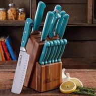 The Pioneer Woman Cowboy Rustic Cutlery Set, 14-Piece Cutlery Knife Block Set (Turquoise)