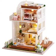 Roroom Dollhouse Miniature with Furniture,DIY 3D Wooden Doll House Kit Bungalow Villa Style Plus with Dust Cover and Music Movement,1:24 Scale Creative Room Idea Best Gift for Children Fr