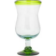 [아마존베스트]Amici Home Authentic Mexican Handmade Lime Green Rim Hurricane Glass, 16oz, Set of 4