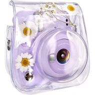 Elvam Camera Case Bag Purse Compatible with Fujifilm Mini 11 / Mini 9 / Mini 8/8+ Instant Camera with Detachable Adjustable Strap - (White Flower)