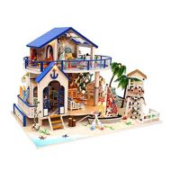 Rylai Architecture Model Building Kits with Furniture LED Music Box Miniature Wooden Dollhouse Legend of The Blue Sea Series 3D Puzzle Challenge