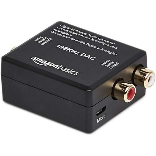  Amazon Basics 192KHz Digital Optical Coax to Analog RCA Audio Converter, ABS, Black, 2 x 1.6 x 1 inches