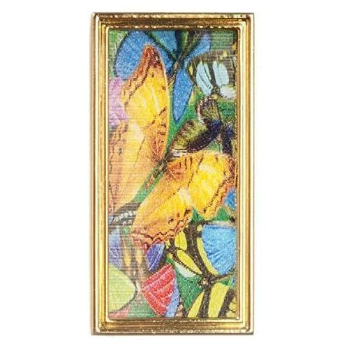  AZTEC Dollhouse Miniature 1:12 Scale Butterflies Picture in Gold Metal Frame #G7121