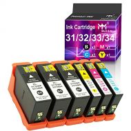 MM MUCH & MORE Ink Cartridge Compatible for Dell Series 31 32 33 34 Ink Cartridges to Used with V725W V525W, All in One Wireless Inkjet Printer (3 Black, 1 Cyan, 1 Magenta, 1 Yello